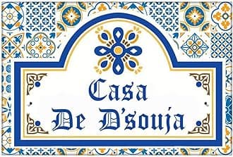 Nutcase Personalized Name Plates for Home - Customized Outdoor Nameplate- Waterproof Sunboard Digital Print -Spanish Azulejo Portuguese Style -W-12 x L-8"- Love from Lisbon