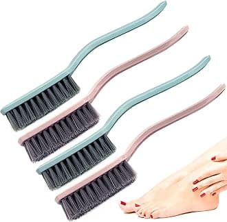 Nail Brush Foot Brush Curved Handle Grip Hand Fingernail Scrub Brush Home Laundry Cleaning Shoes Clothes Toes Nails Feet Scrubber,4 PCS