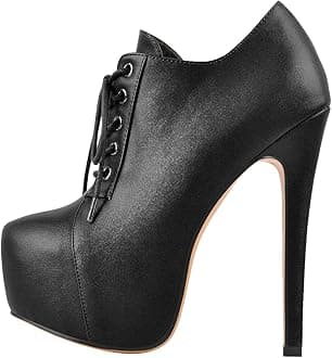 Only maker Women's Platform Boots Lace Up Stiletto Ankle Booties