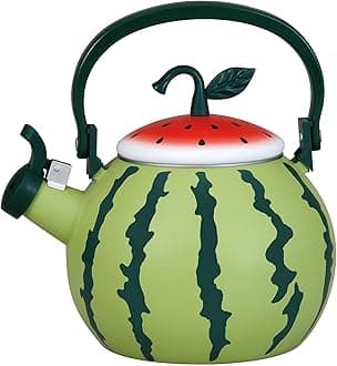 Whistling Tea Kettle for Stove Top Enamel on Steel Teakettle, Supreme Housewares Watermelon Design Teapot Water Kettle Cute Kitchen Accessories Teteras (1.6 Quart, Watermelon Ver 1)
