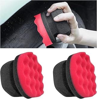 2 PCS Tire Dressing Applicator Pads, Reusable Hex Grip Tire Shine Applicator Polishing Sponge Pads, Wheel Tire Shine Detailing Foam for Most Vehicles, Car Accessories (Red, 4.33")