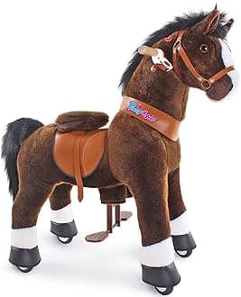 Ride on Horse Toy Walking Rocking Horses Classic Model U (with Brake/ 36" Height/Size 4 for Age 4-8 Boy Gifts) Ride Horse Giddy up Pony Animal Toys Chocolate Brown Ux421