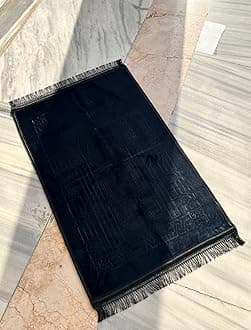 Extra Thick Prayer Mat - Luxury Soft Padded Musallah NON-SLIP Muslim Islamic Prayer Mat Musalah Namaz Rug, Ramadan Gifts (120cm x 80cm) (Black)