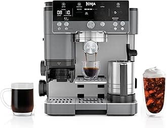 Ninja Luxe Café Premier 3-in-1 Espresso Machine, Drip Coffee, & Rapid Cold Brew | Built-in Coffee Grinder, Hands-Free Milk Frother, Assisted Tamper for Cappuccinos & Lattes | Gunmetal | ES601GM