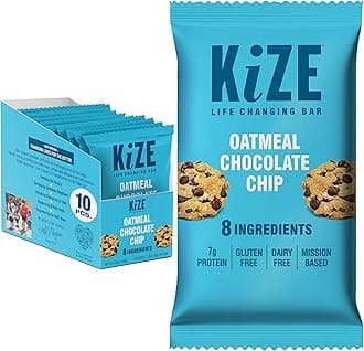Energy Bars - Oatmeal Chocolate Chip - Gluten Free, Dairy Free, Non-GMO, and High Protein Meal Replacement Energy Bars, Clean and Simple Food Ingredients - 7g High Protein Snacks, (10 Count)