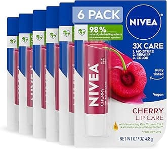 Cherry Lip Care - Tinted Red for Beautiful, Moisturized Lips - .17 oz. Stick (Pack of 6)