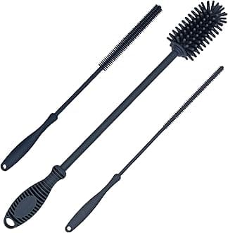 12.5" Silicone Bottle Brush & Straw Cleaner Brush Set | Water Bottle Cleaner for Hydro Flasks, Tumblers, Glassware, Vases and Narrow Neck Containers