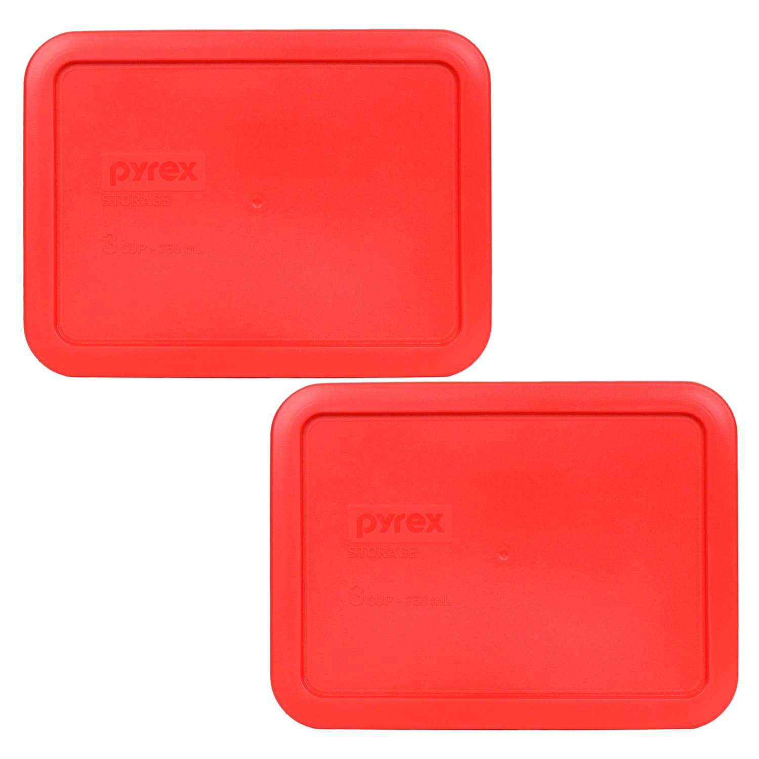 Pyrex 7210-PC 3-Cup Red Food Storage Replacement Lid (2-Pack) - Made in USA