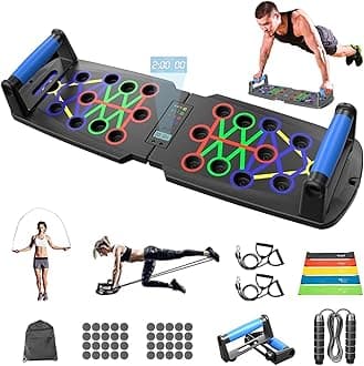 30-in-1 Push Up Board, Multi-Function Portable Gym Equipment with Pull-Up Bar Handles, Foldable Strength Training Stands, Professional Fitness Equipment for Chest, Arm, and Muscle Workouts
