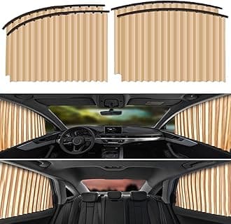 SELLERFLOR Car Curtain Slat Folding Window Sunshade Magnetic Car Side Window Sun Shade Slider for Ford|Fiesta|Ikon|Fusion|Eco Sport|Figo Aspire|New Endeavour|Fiesta Classic|Mondeo|Figo(Golden)