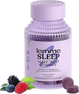 Sleep Gummies with 5mg Melatonin, Elderberry, Magnesium, L-Theanine, Chamomile and Lavender, Drug-Free Nighttime Sleep Aid, Gluten Free, Gelatin Free, Non GMO, Berry Flavored (60 Count)