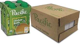 Pacific Foods Free Range Chicken Broth, Low Sodium, USDA Certified Organic, 32 Ounce (Pack of 6)