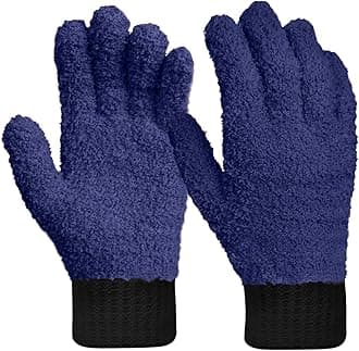 MIG4U Microfiber Gloves - Dusting Gloves for House Cleaning - Washable Blind Cleaner Duster Tool (Navy,S/M)