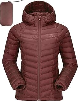CAMELSPORTSWomen's Down Jacket Hooded Winter Light Weight Short Puffer Coats Packable Warm Windproof Ladies Parka