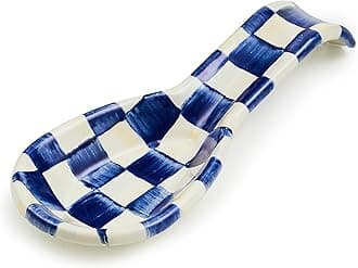 - Enamel Spoon Rest, Kitchen Spoon Holder and Utensil Rest for Stovetop, Blue-and-White Royal Check