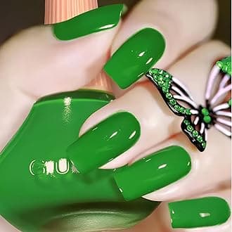 Bright Green Nail Polish Quick Dry-Summer Emerald Green Fingernail Polish-Finger and Toenail Polish for Women & Girls-Long Lasting Nail Color without UV Light Needed, 12ML