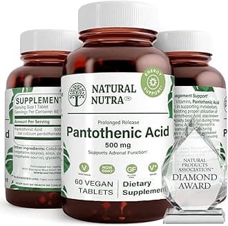 Natural Nutra Time Release Pantothenic Acid 500 mg, 60 Vegetarian Tablets (3 Pack)