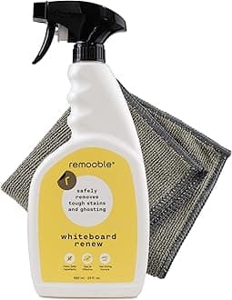 Dry Erase Whiteboard Cleaner Spray & Microfiber Cleaning Cloth - Safely Removes Tough Stains and Ghosting, 23 oz.