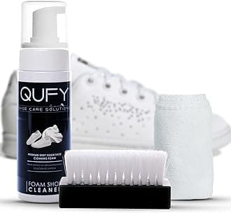 QUFY Shoe Cleaner Kit, Foam Shoe Cleaner - Shoe Brush - Microfiber Shoe Cloth -1 Pair Shoelace - White Shoe Polish Optional