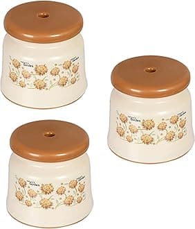 Kuber Industries (Pack of 3) Bath Stool | Bathing Stools for Bathroom | Plastic Stool for Home Use | Sitting Stool for Kitchen | Flower Printed | Cream