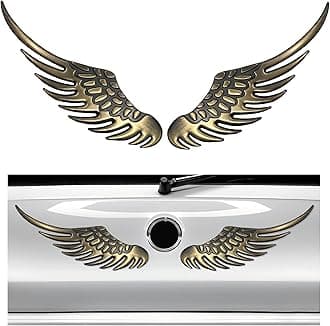 2PCS Angel Wings Car Stickers, 3D Alloy Metal Angel Hawk Eagle Wings Emblem Badge Decal, Anti-Collision Auto Body Logo Sticker, Universal Vehicle Exterior Decor Accessories (Golden & Black)