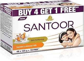 Skin Softening Sandal & Almond Milk Bathing Soap with Nourishing & Anti-Aging Properties| For Smooth & Soft and Younger-Looking Skin| For All Skin Types| 125g, Pack of 5