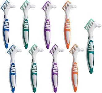 9Pcs Denture Brush，Denture Toothbrushes，Denture Cleaning Brush ，Double Sided Toothbrush，9Color