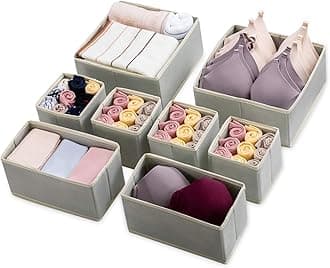 Kootek8 Pack Drawer Organizers for Clothing, Dresser Drawer Organizer Clothes Fabric Foldable Dividers, Cabinet Closet Organizers and Storage Boxes for Baby Clothes, Underwear, Bras, Socks