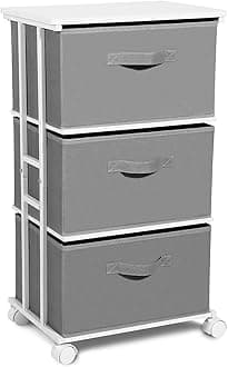 MAX Houser Dresser Tower with 3 Drawers,Fabric Dresser Drawer Organizer Unit,Dresser Chest with Wood Top,Vertical Storage Dresser,Small Dresser for Bedroom,Office-Dark Grey