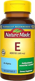 Nature Made Vitamin E 180 mg (400 IU) dl-Alpha, Dietary Supplement for Antioxidant and Skin Support, 100 Softgels, 100 Day Supply