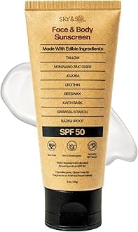 Sky and Sol Natural Mineral Sunscreen SPF 50 3 oz: Natural Tallow & Zinc Oxide, Reef Safe, Water Resistant, Fragrance-Free, Non-Greasy Formula for Face and Body