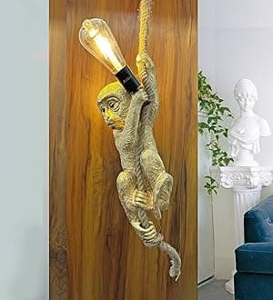 Lyse Decor Monkey Creative Design Hanging Light for Kids Room, Ceiling Pendent Light for Living Room (Golden with E27 Bulb)