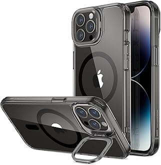 ESR for iPhone 14 Pro Max Case, Compatible with MagSafe, Military-Grade Protection, Built-In Camera Ring Stand, Classic Kickstand Magnetic Case for iPhone 14 Pro Max 6.7 inch, Clear Black