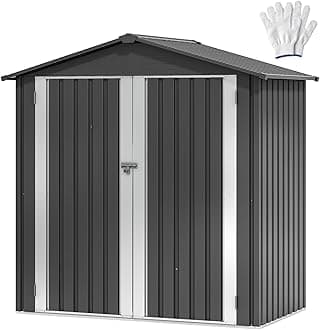 DWVO 6x4ft Outdoor Storage Shed, Weatherproof Tool Shed w/Locking Entry & Ventilation for Grass Cutter, Bike, Equipment, Courtyard, Garden (Dark Gray)