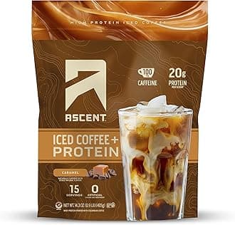 Caramel Iced Coffee Protein Powder - High Protein Powder, 20 g Protein & 100 mg Caffeine from Premium Colombian Coffee, Zero Artificial Flavors & Sweeteners - 15 Servings
