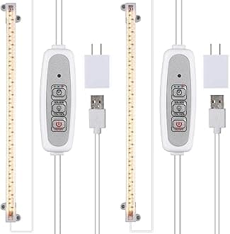 One Strip Growing lamp 2-Pack, Full Spectrum LED Grow Light Strips for Indoor Plants with Auto ON/Off Timer & 4 Dimmable Levels for Green House Hydroponics Succulent (One Head 2 Pack)