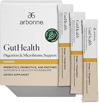 - Arbonne Gut Health Digestion Support - Microbiome Prebiotic and Probiotic Drink Mix, Probiotic Powder and Prebiotic Powder with Enzymes for a Healthy Gut