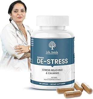 - De Stress Ayurvedic Medicine for Stress & Anxiety| Herbal Medicine for Depression| Brain Tonic for Memory |Anti-Stress Supplement | 60 Capsules