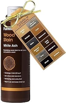 Wood Stain (White Ash) – Fast Drying, Highly Concentrated, and Easy-to-Apply Wood Stain for All Indoor & Outdoor Wood – Water Based & Non-Toxic – 250ml