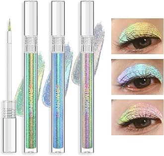 Multichrome Liquid Eyeshadow Set,3 Colors Multi-Dimensional Eye Liner Makeup,High Pigment Waterproof Metallic Eye Shadow,Ultre Fine Tip Glitter Eyeshadow (107+108+109)
