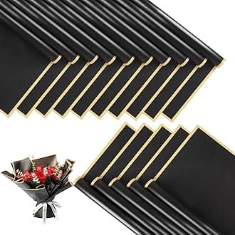 80 Sheet Flower Wrapping Paper - Waterproof Floral Bouquet Wrapping Paper, Florist Supplies Packaging Paper for Wedding Birthday Gift DIY (Black)