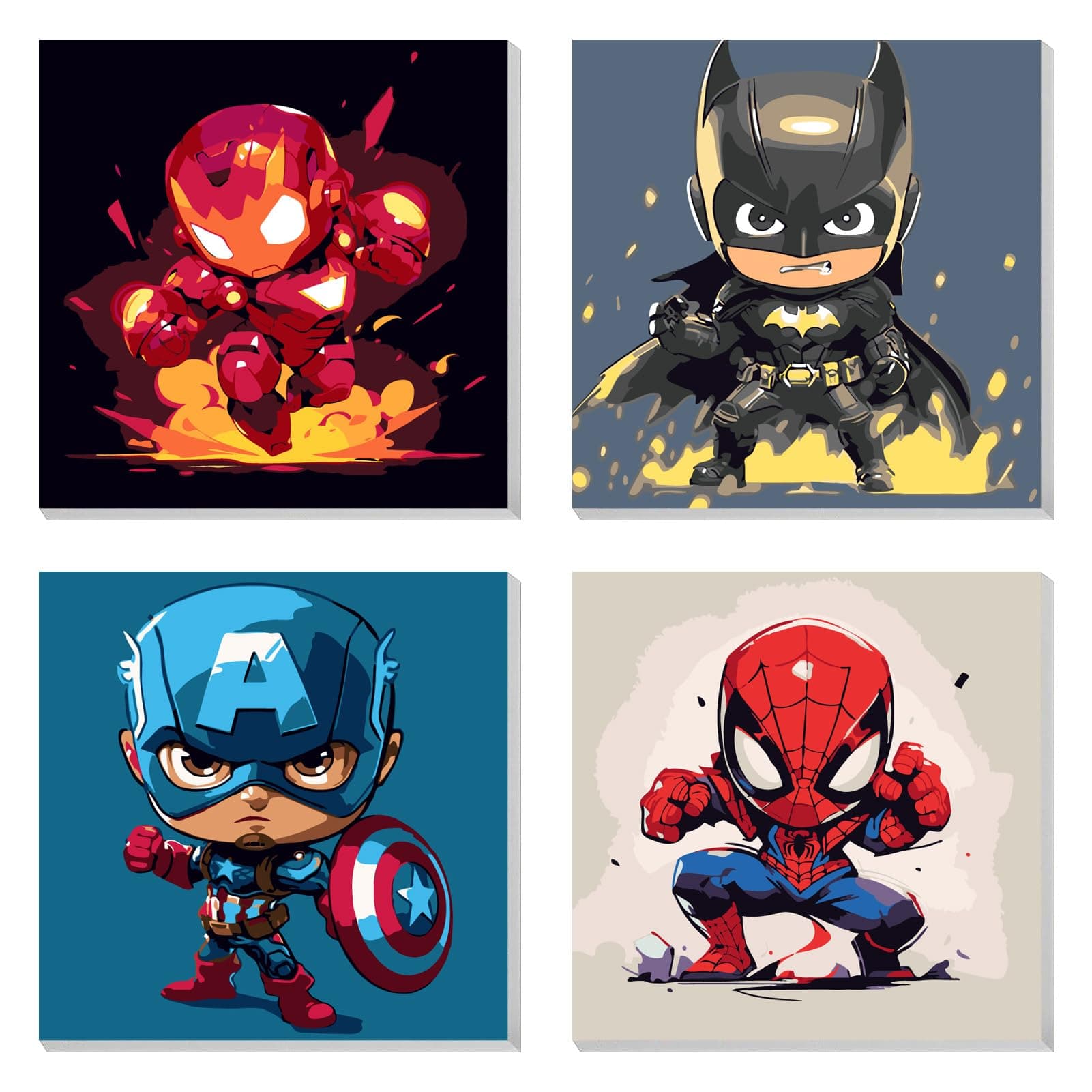 4 Pack Paint by Numbers Kit for Kids Paint by Number Kits Age 4-8 Painting Canvas for Kids Ages 8-12 Boys Framed Canvas Painting by Numbers Anime Drawing Kit Color by Numbers Kit for Kid 8x8 Inch