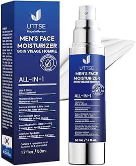 6-in-1 Mens Face Moisturizer: Face Cream for Men - Reduce the Look of Eye Bags, Dark Circles, and Puffiness - Skin Care for Men - 1.7 fl oz - Made in Korea