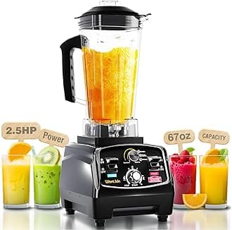 WantJoin Professional Blender, ETL listed 68oz Commercial Blender for kitchen Max 1800W High Power Home and Commercial with Timer, Smoothie Maker 2200ml for Crushing Ice, Frozen Dessert, Soup,fish