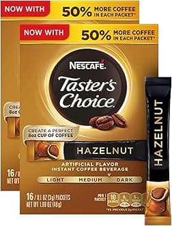 Taster's Choice, Instant Coffee Beverage, Hazelnut, 16 Packets, 0.1 oz (3 g) Each - 2pc
