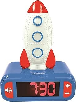 Rocket, Nightlight alarm clock, Sounds and Melodies, LCD Backlit screen, Luminous, Snooze, Blue, RL800SPC