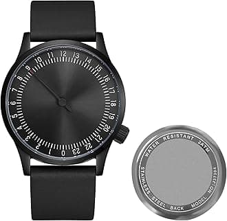 Swiss Movement Men's One Hand 24 Hour Watch Single Hand Black Case with Italian Leather Strap