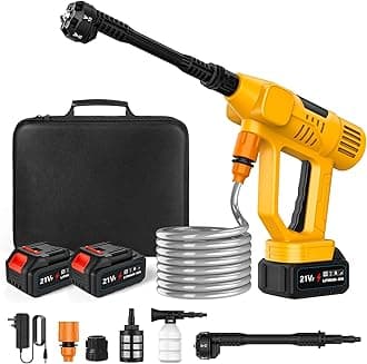 Cordless Pressure Washer, 65 Bar Cordless Power Washer with 2 x 3.0Ah Battery, 10-Level Pressure Adjustment, LCD Display, 6-in-1 Nozzle, 5 m Hose, Foam Sprayer, for Car and Garden