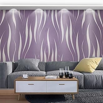 Purple Wallpaper for Living Room, Purple 3D Embossed Wallpaper, Modern Glitter Textured Wallpapers, Feature Wallpapers for Hallway and Stairs