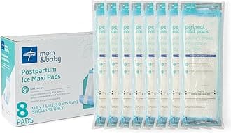 2-in-1 Absorbent Perineal Pad and Instant Cold Ice Packs for Postpartum Care (8 Count). Ready-to-use Essential for After Delivery, Maternity, Postpartum Care